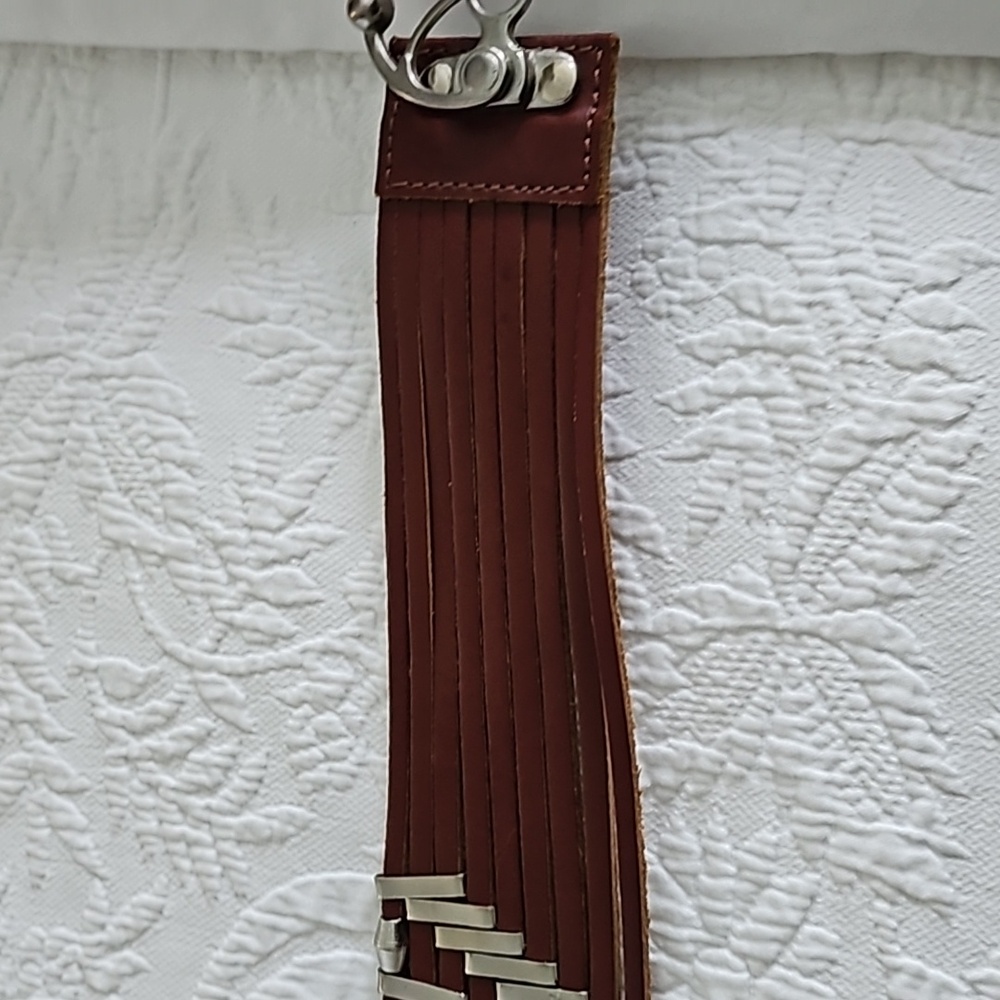 FREE PEOPLE Brown leather boho belt with Silvertone hardware - Picture 4 of 8